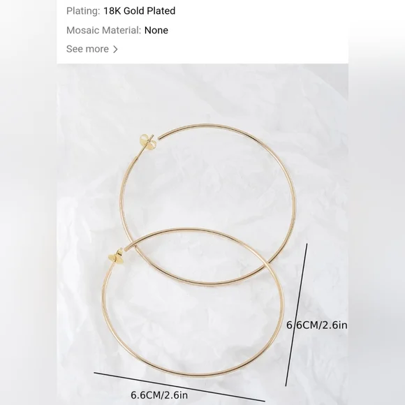 Women's Y2K Style Large Hoop Earrings,18K Gold, Light Weight - Picture 7 of 7